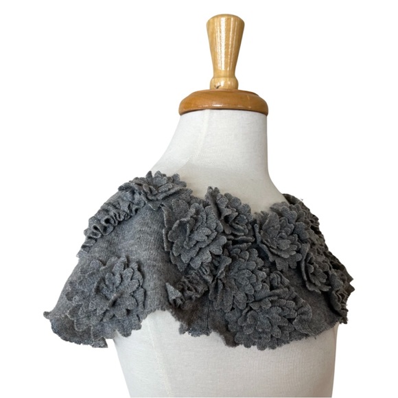 Cashmere Shawl Collar 3D Flowers Handmade from a Ralph Lauren Vintage Sweater